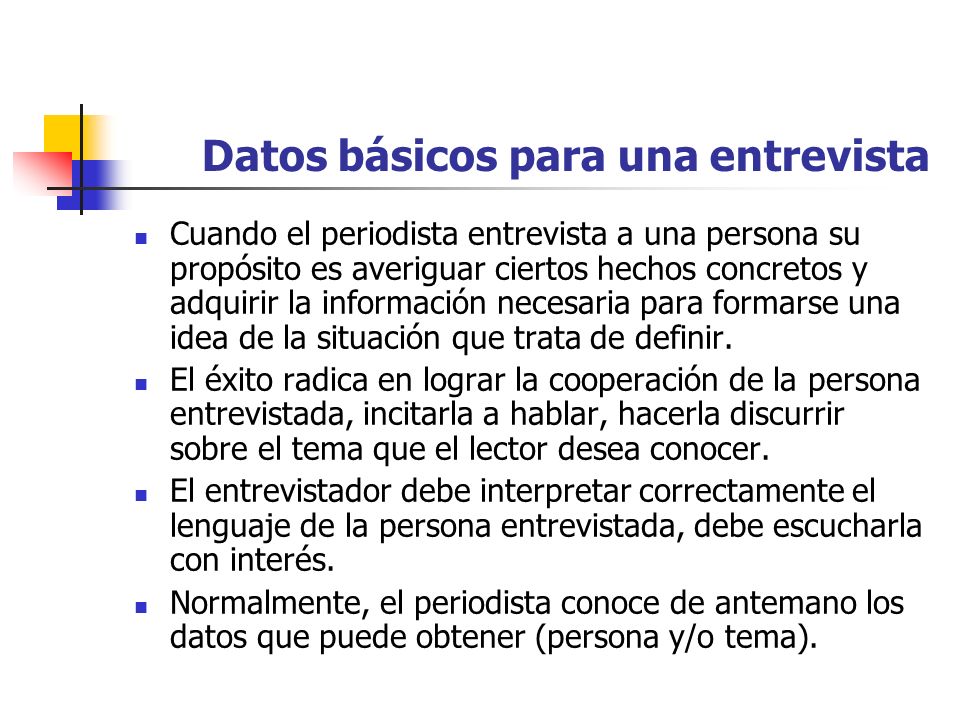 Datos básicos para una entrevista
