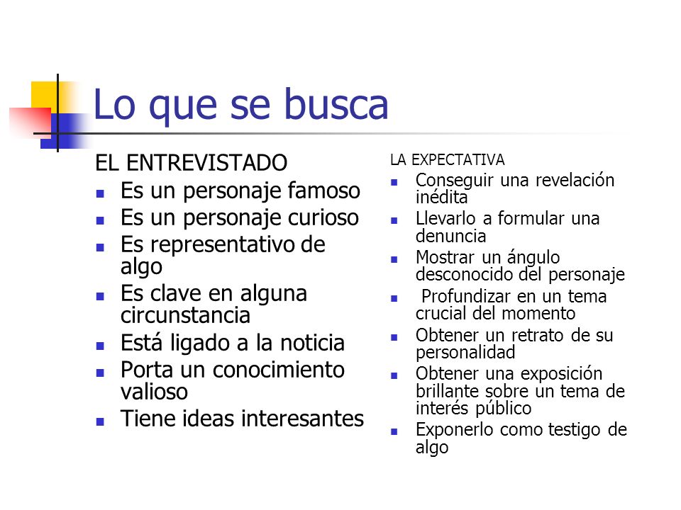 Lo que se busca EL ENTREVISTADO Es un personaje famoso