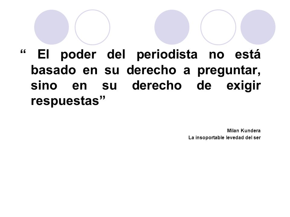 El poder del periodista no está basado en su derecho a preguntar, sino en su derecho de exigir respuestas
