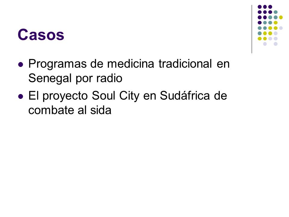 Casos Programas de medicina tradicional en Senegal por radio
