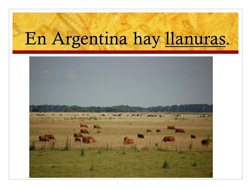 En Argentina hay llanuras.