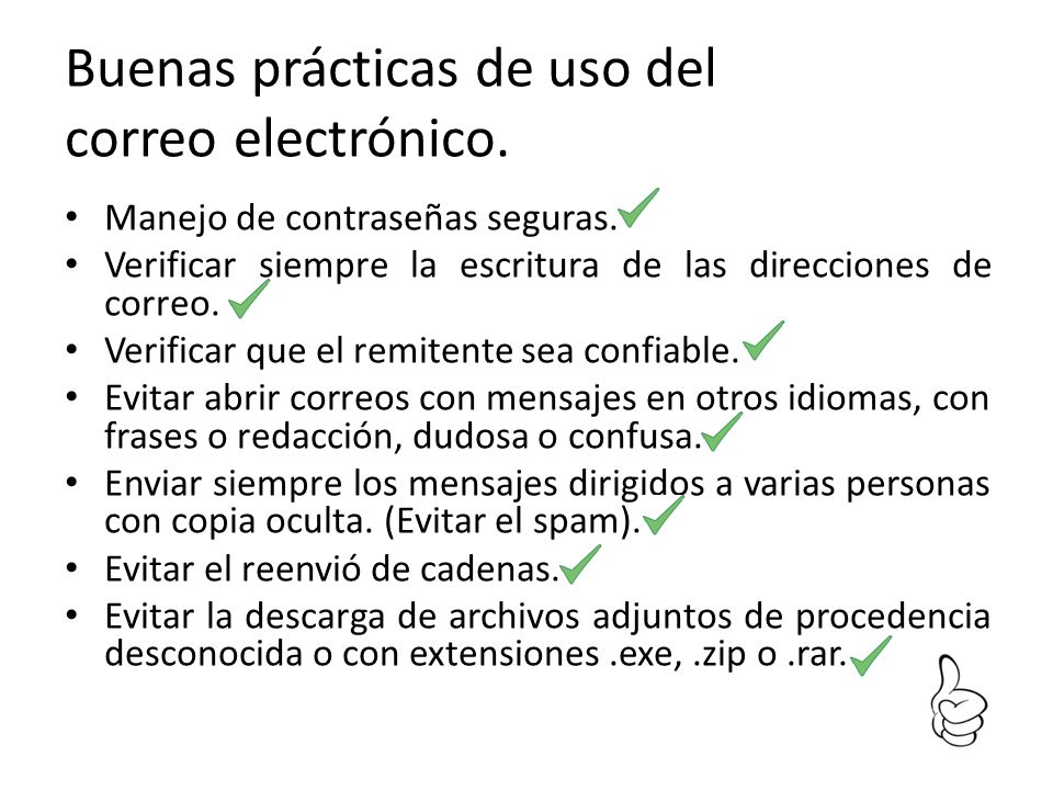 Buenas prácticas de uso del correo electrónico.