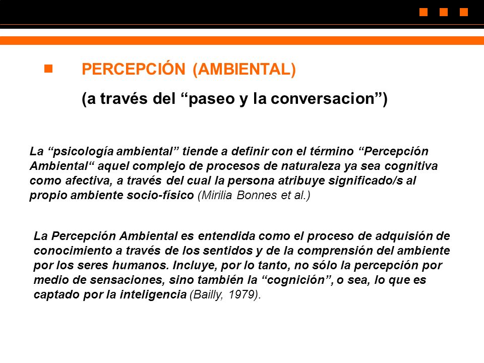PERCEPCIÓN (AMBIENTAL) (a través del paseo y la conversacion )
