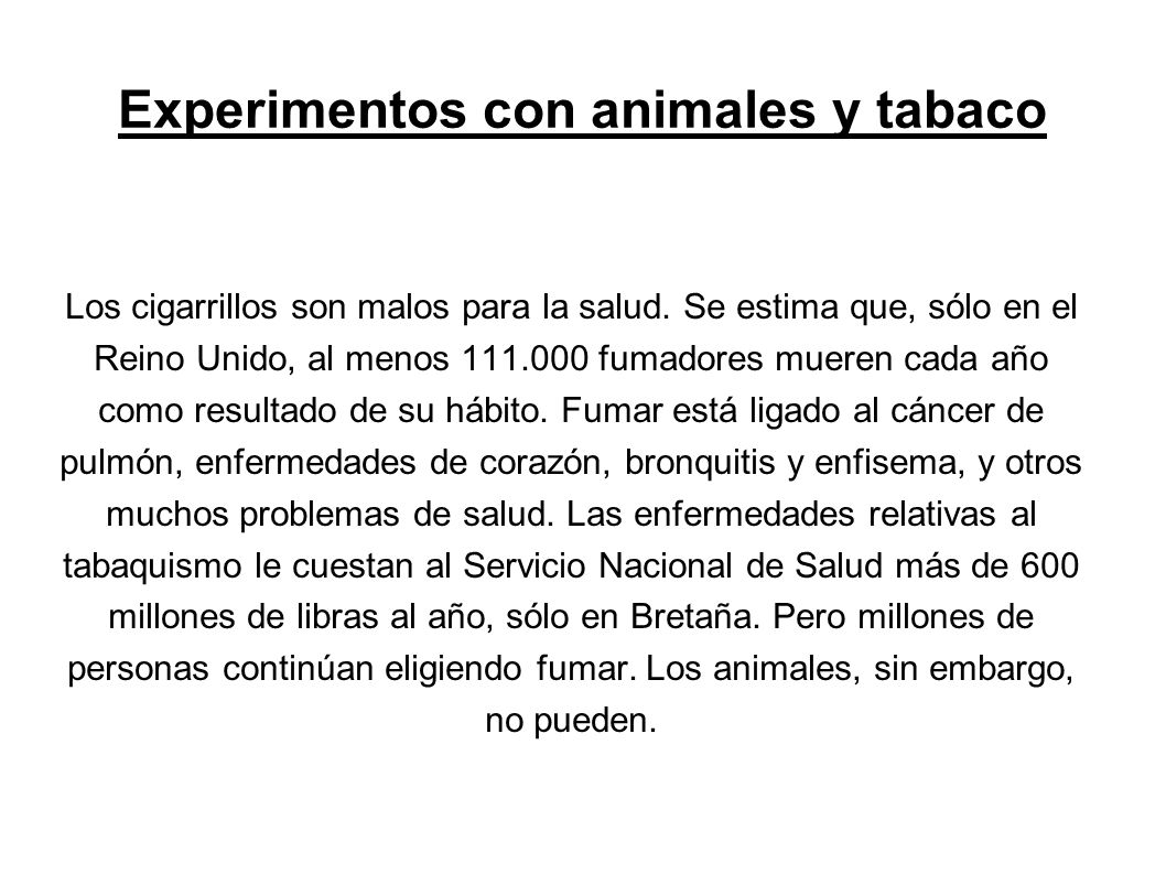 Experimentos con animales y tabaco