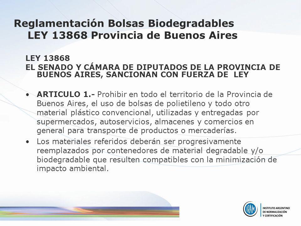 Reglamentación Bolsas Biodegradables LEY Provincia de Buenos Aires