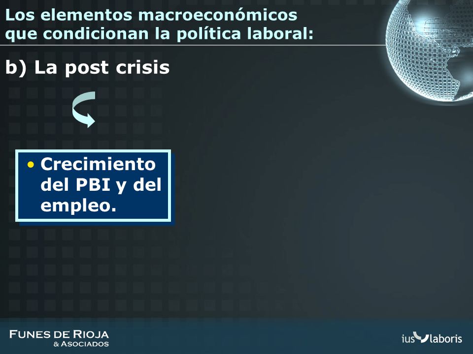 b) La post crisis Crecimiento del PBI y del empleo.