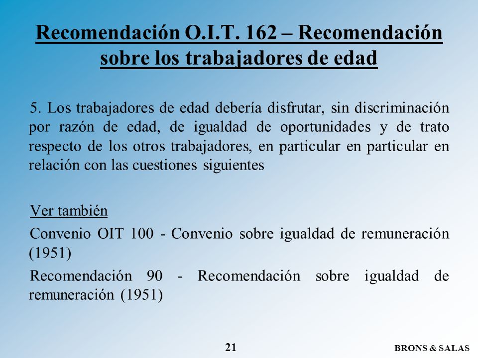 Recomendación O.I.T. 162 – Recomendación sobre los trabajadores de edad