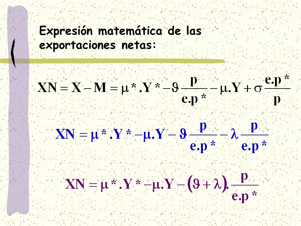 Expresión matemática de las exportaciones netas:
