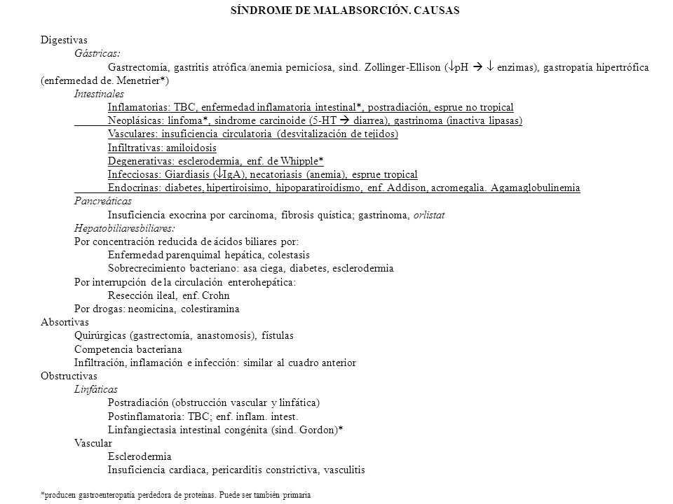 SÍNDROME DE MALABSORCIÓN. CAUSAS