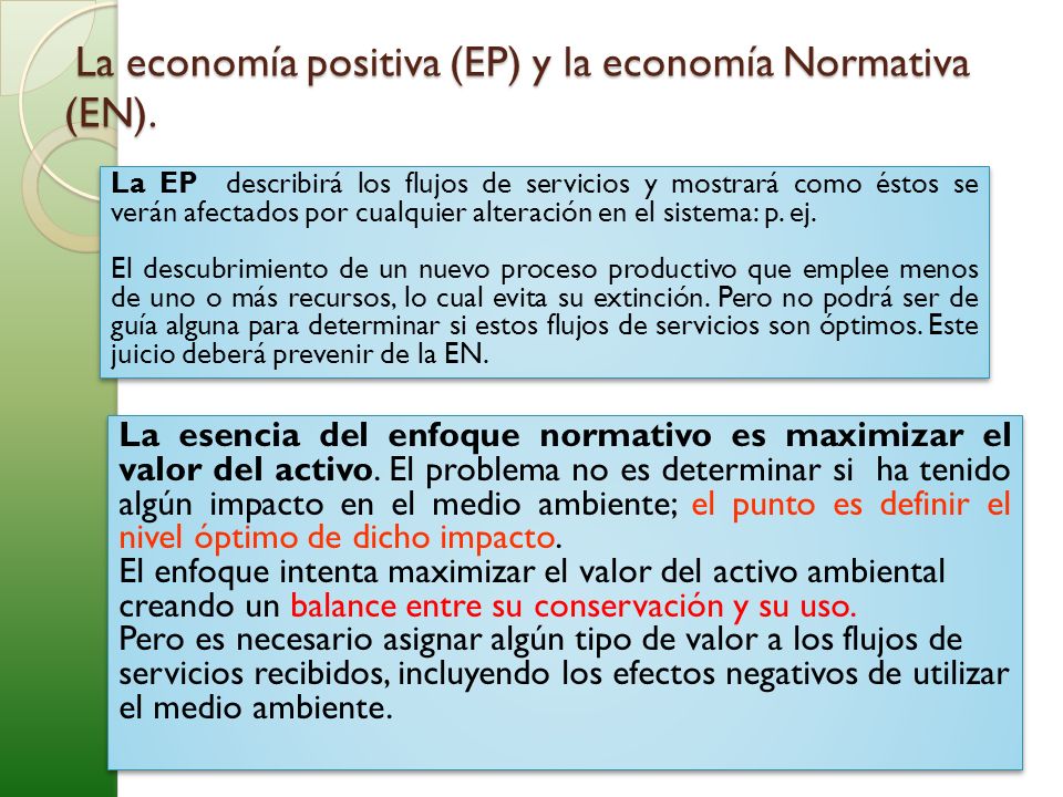 La economía positiva (EP) y la economía Normativa (EN).