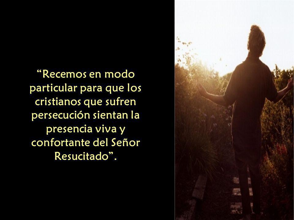 Recemos en modo particular para que los cristianos que sufren persecución sientan la presencia viva y confortante del Señor Resucitado .
