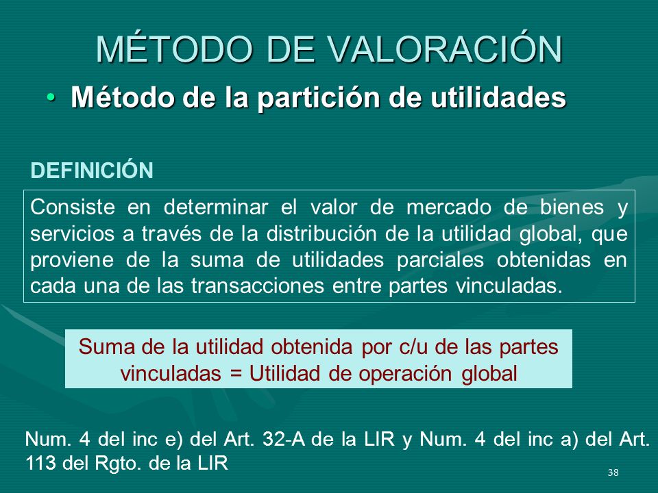 MÉTODO DE VALORACIÓN Método de la partición de utilidades DEFINICIÓN