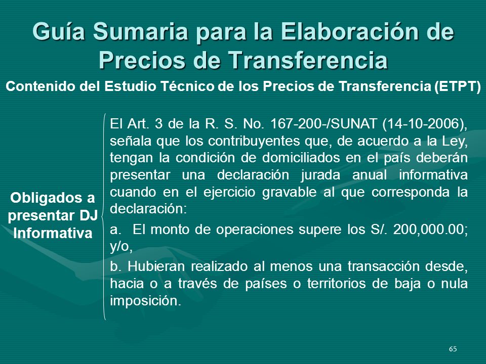 Guía Sumaria para la Elaboración de Precios de Transferencia