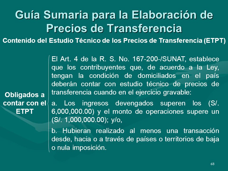 Guía Sumaria para la Elaboración de Precios de Transferencia