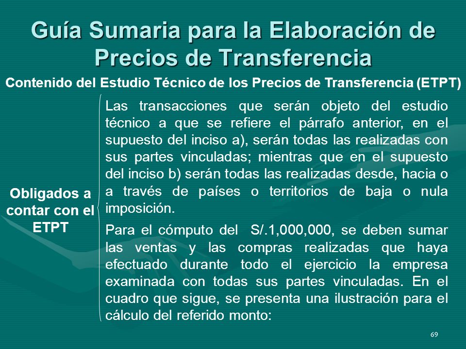 Guía Sumaria para la Elaboración de Precios de Transferencia