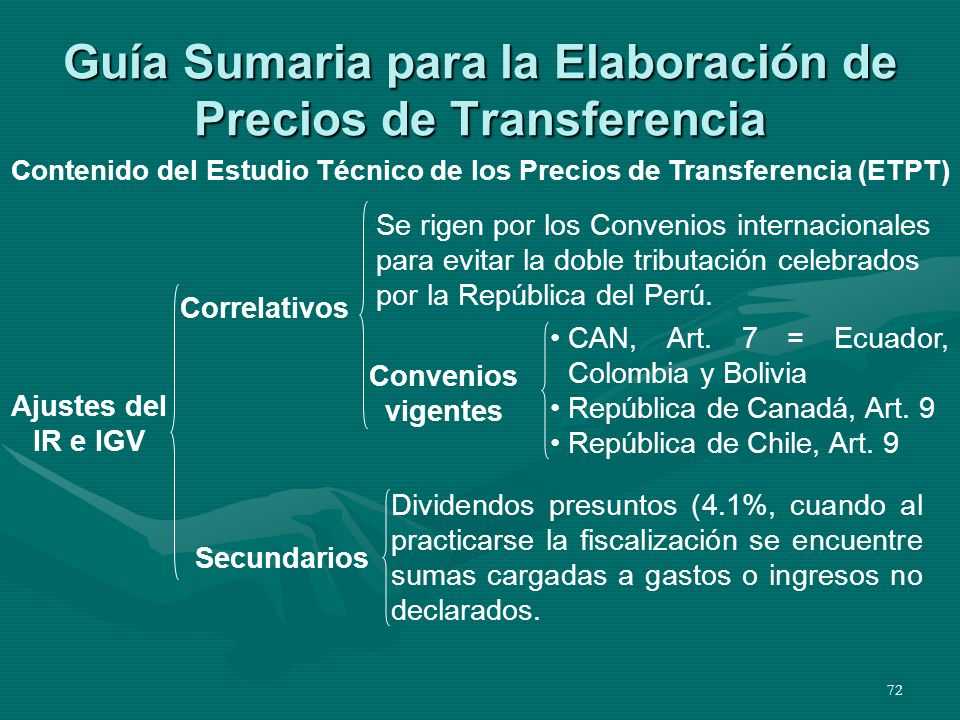 Guía Sumaria para la Elaboración de Precios de Transferencia