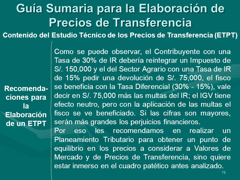 Guía Sumaria para la Elaboración de Precios de Transferencia