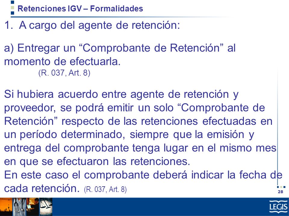 Retenciones IGV – Formalidades