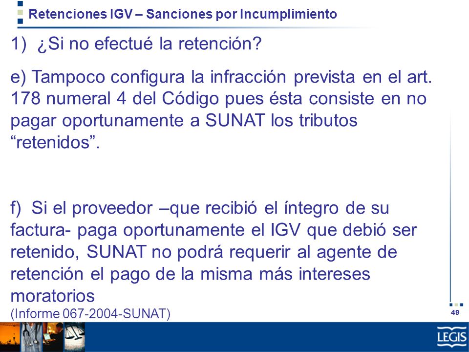 Retenciones IGV – Sanciones por Incumplimiento