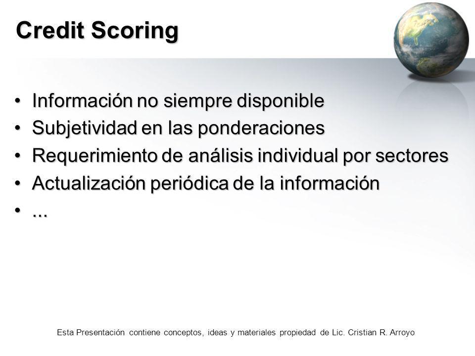 Credit Scoring Información no siempre disponible