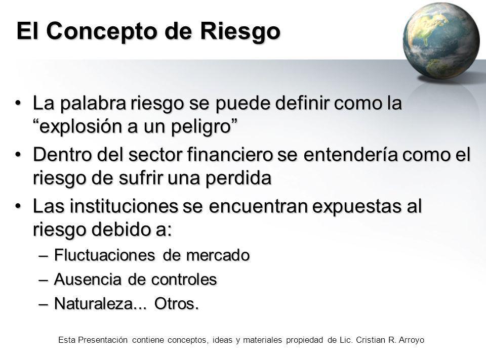 El Concepto de Riesgo La palabra riesgo se puede definir como la explosión a un peligro
