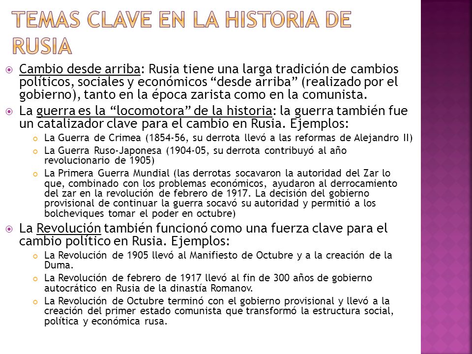 Temas clave en la historia de rusia