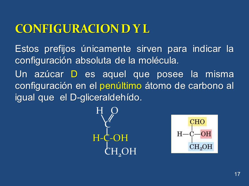 CONFIGURACION D Y L Estos prefijos únicamente sirven para indicar la configuración absoluta de la molécula.