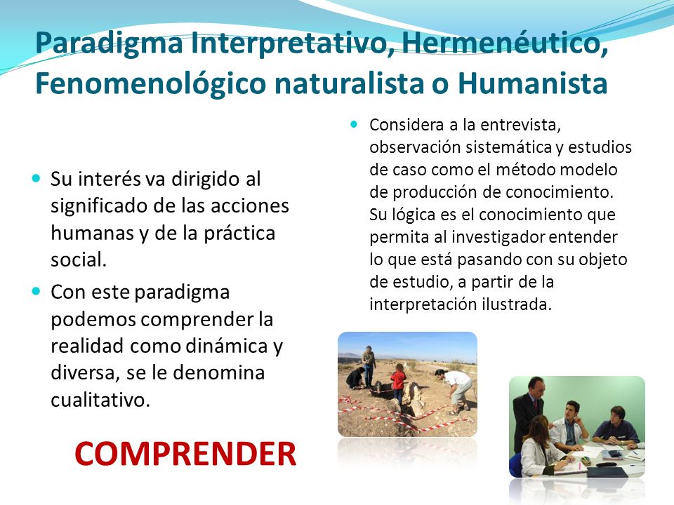 Paradigma Interpretativo, Hermenéutico, Fenomenológico naturalista o Humanista
