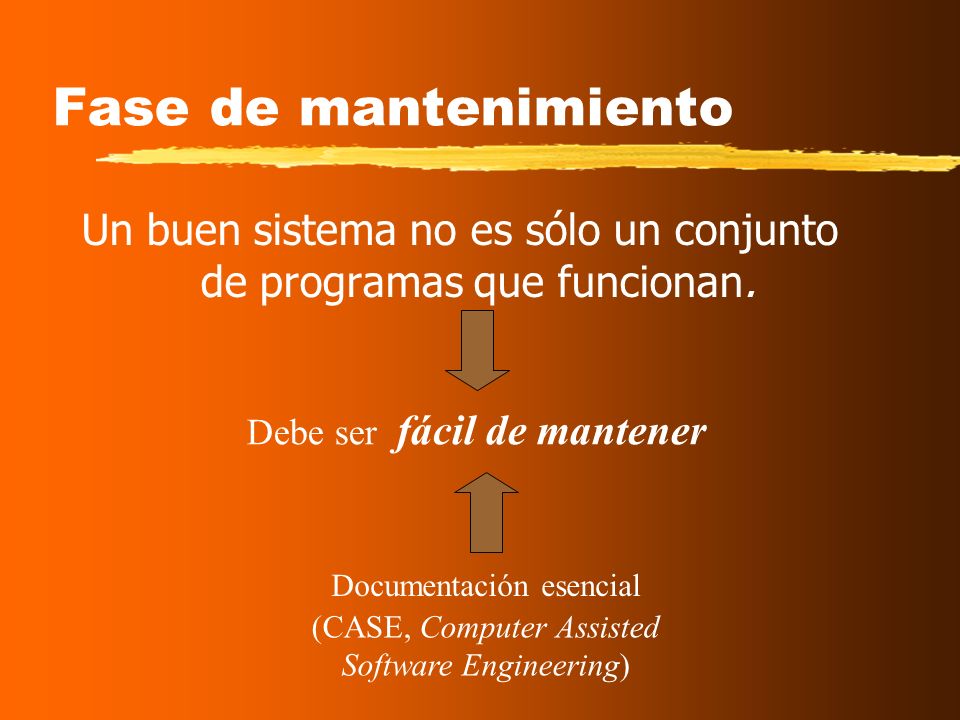 Fase de mantenimiento Un buen sistema no es sólo un conjunto de programas que funcionan.