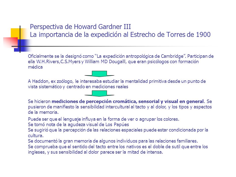 Perspectiva de Howard Gardner III La importancia de la expedición al Estrecho de Torres de 1900