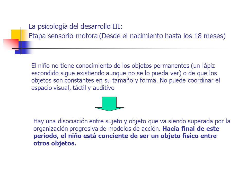La psicología del desarrollo III: Etapa sensorio-motora (Desde el nacimiento hasta los 18 meses)