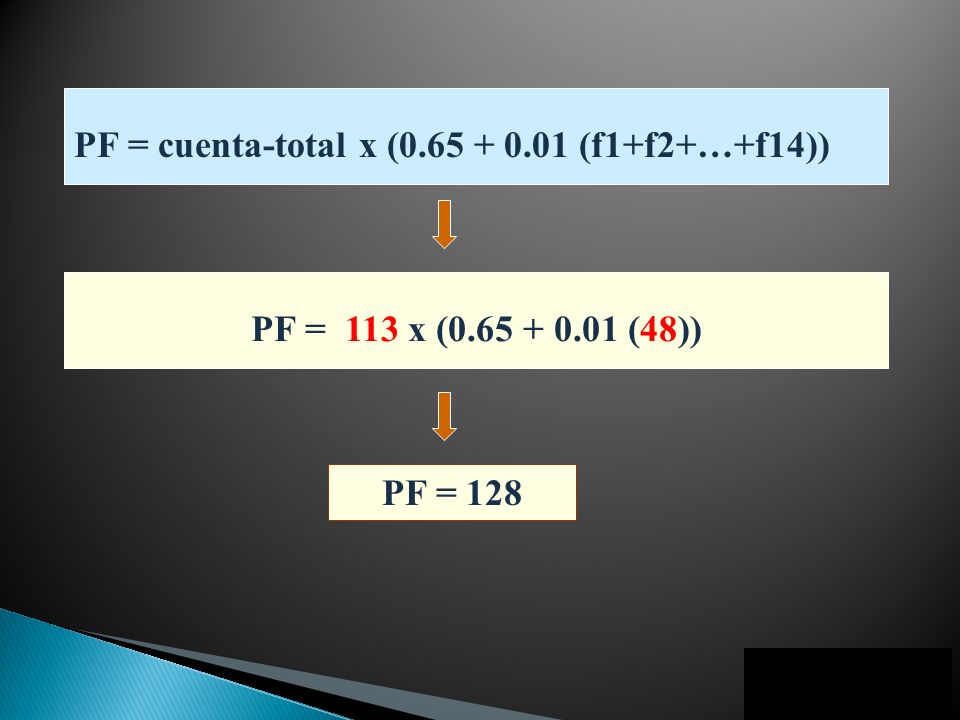 PF = cuenta-total x ( (f1+f2+…+f14))