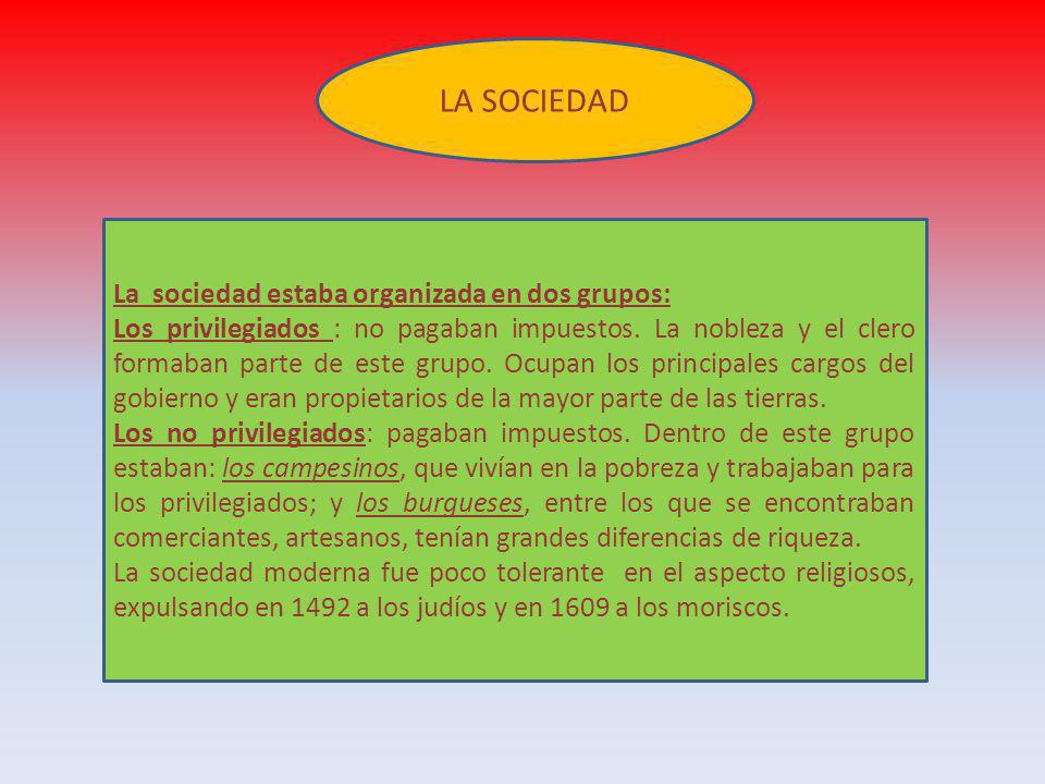 LA SOCIEDAD La sociedad estaba organizada en dos grupos: