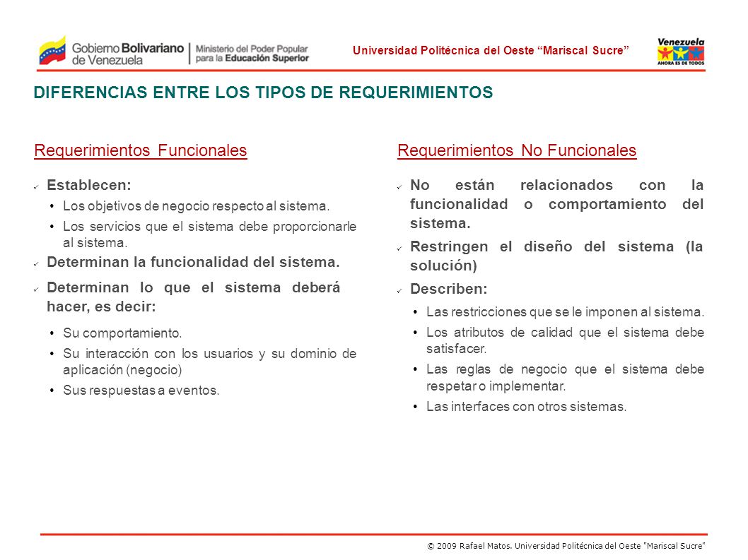 DIFERENCIAS ENTRE LOS TIPOS DE REQUERIMIENTOS