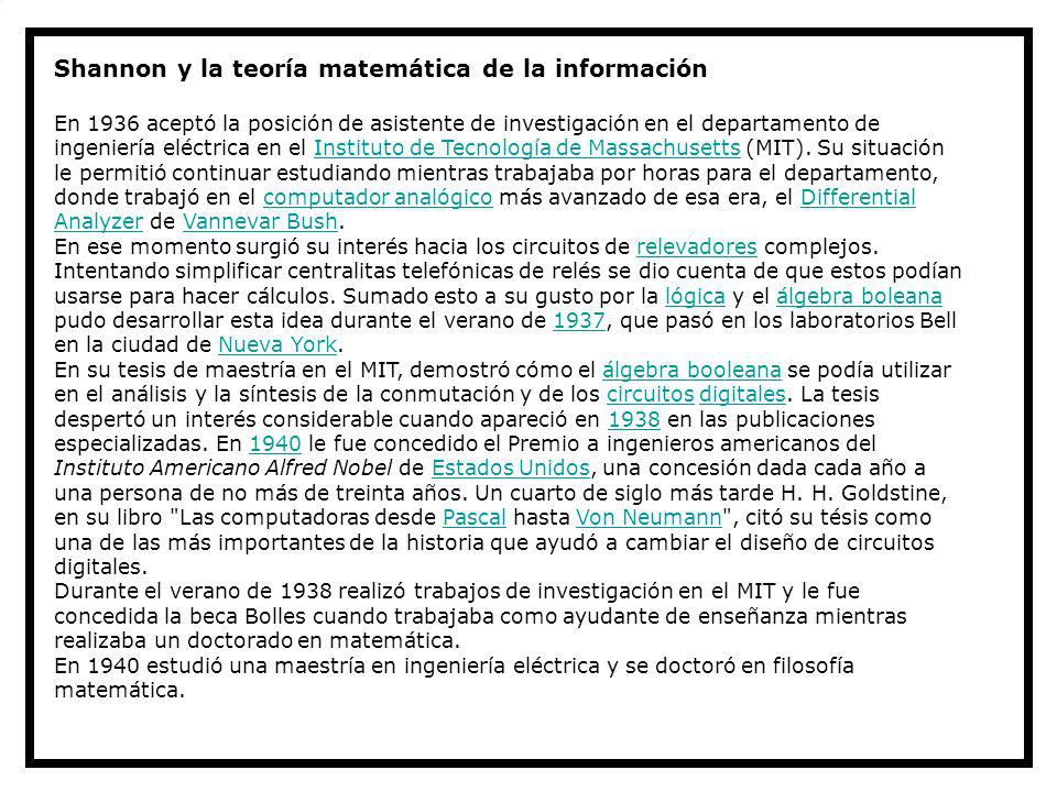 Shannon y la teoría matemática de la información