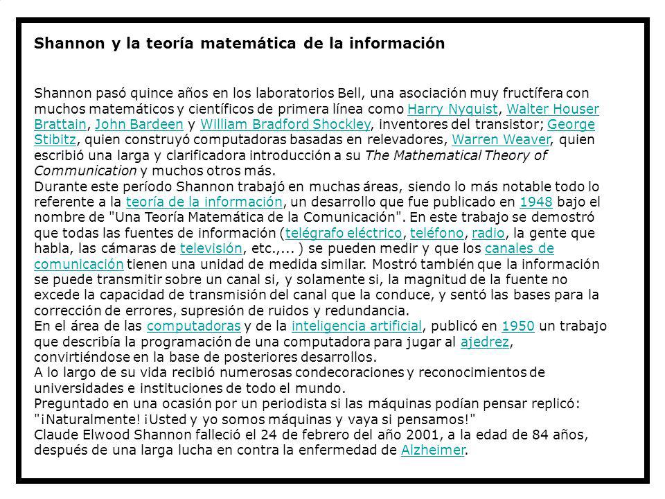 Shannon y la teoría matemática de la información