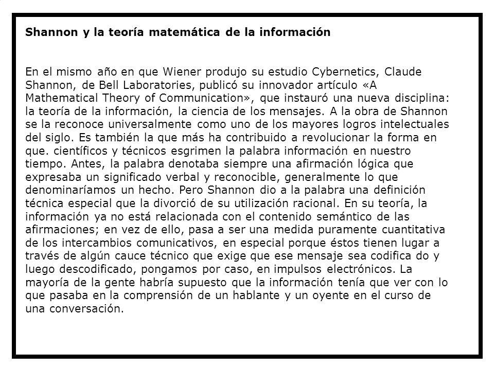 Shannon y la teoría matemática de la información