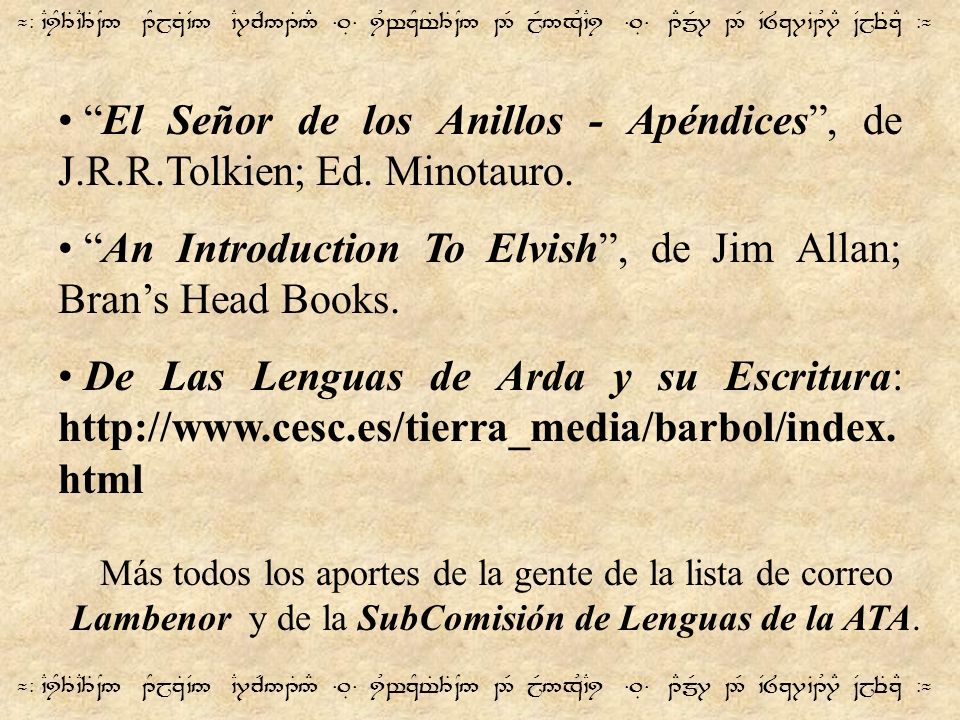An Introduction To Elvish , de Jim Allan; Bran’s Head Books.