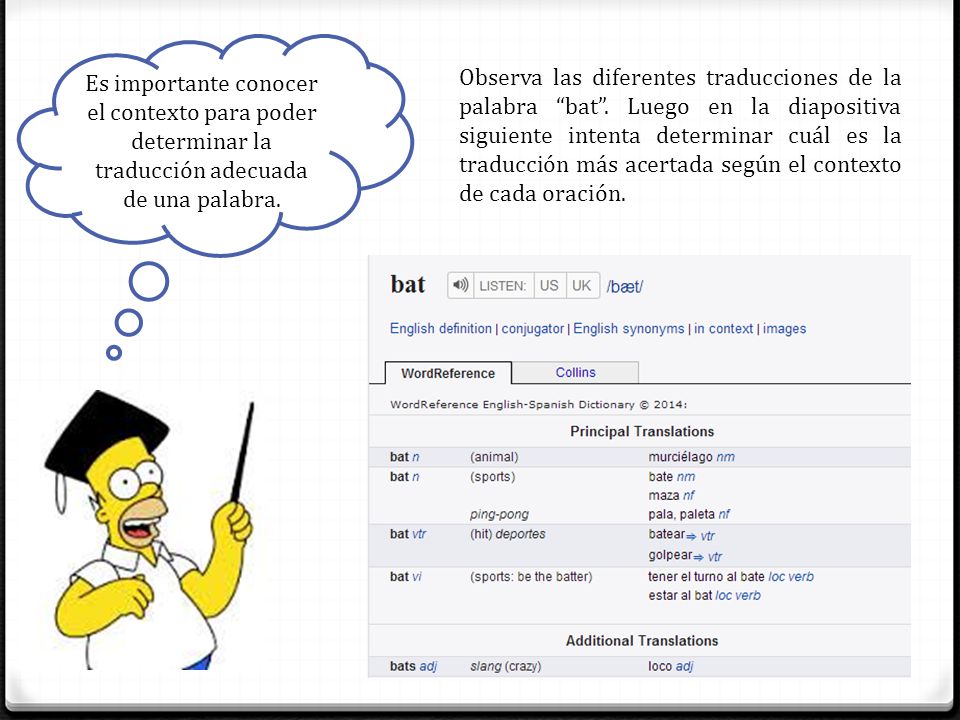 Es importante conocer el contexto para poder determinar la traducción adecuada de una palabra.