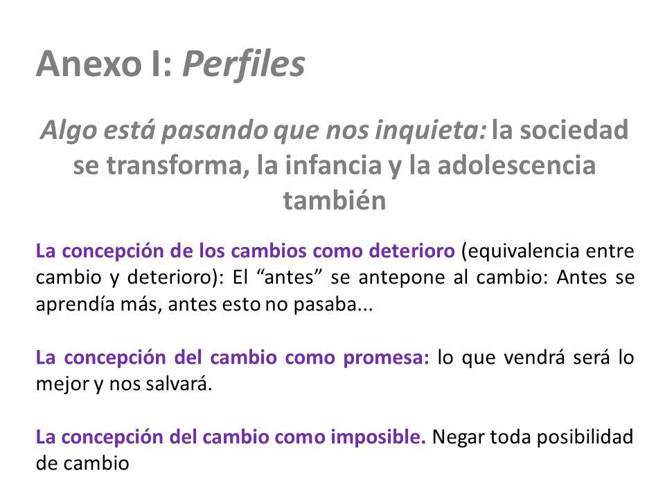 Anexo I: Perfiles Algo está pasando que nos inquieta: la sociedad se transforma, la infancia y la adolescencia también.