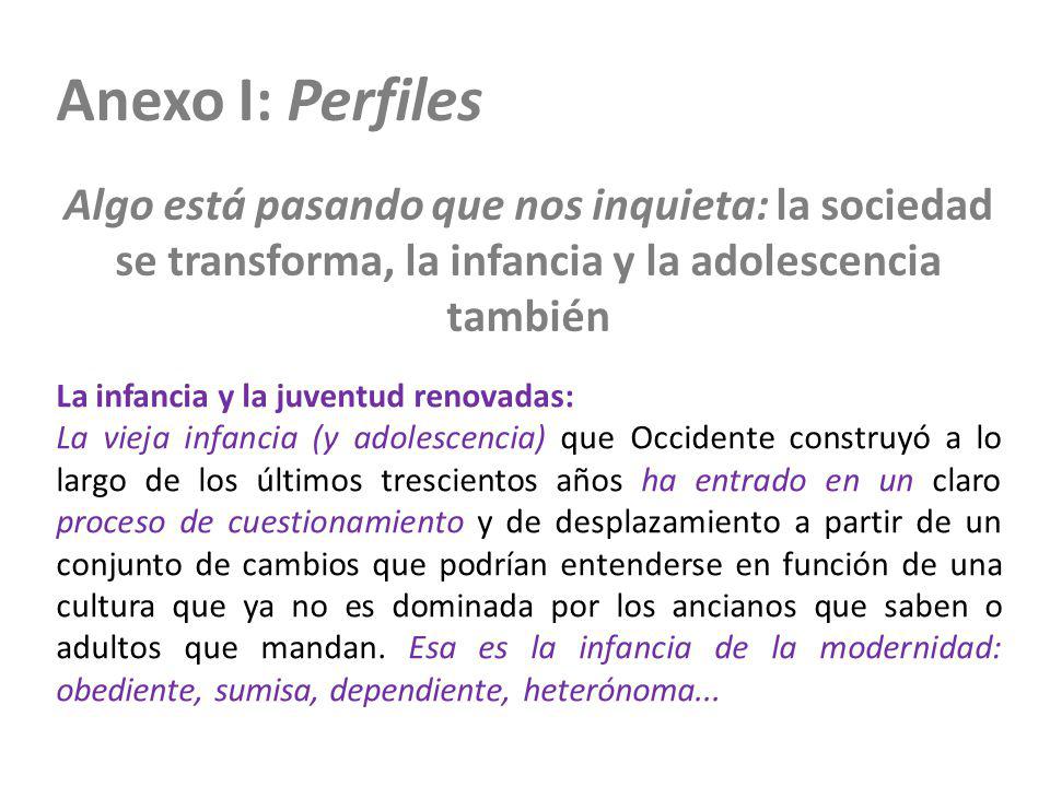 Anexo I: Perfiles Algo está pasando que nos inquieta: la sociedad se transforma, la infancia y la adolescencia también.