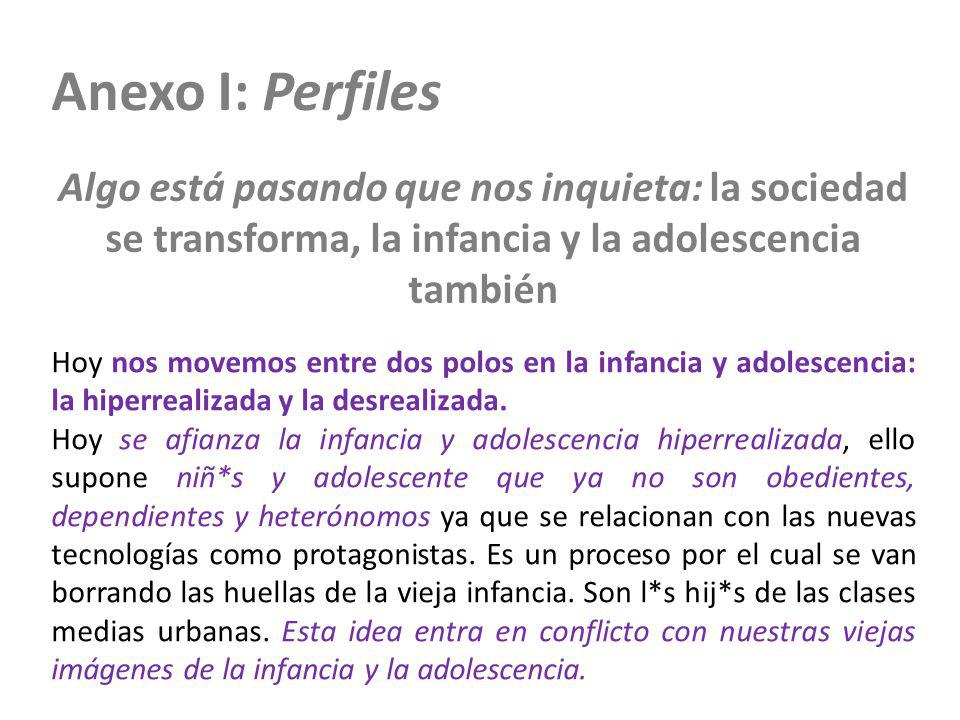 Anexo I: Perfiles Algo está pasando que nos inquieta: la sociedad se transforma, la infancia y la adolescencia también.