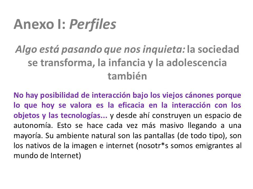 Anexo I: Perfiles Algo está pasando que nos inquieta: la sociedad se transforma, la infancia y la adolescencia también.