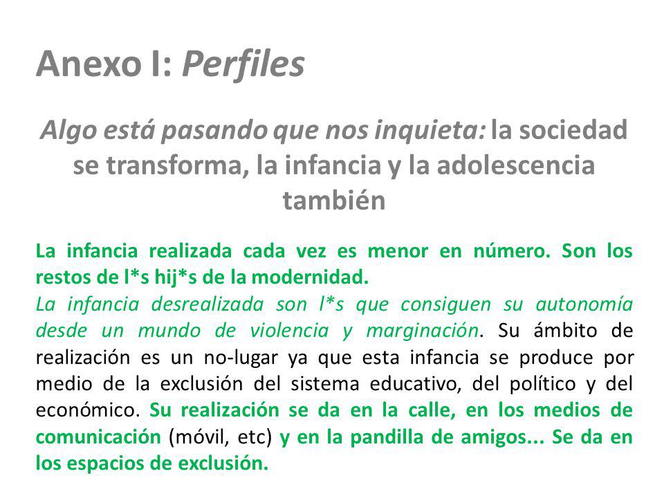 Anexo I: Perfiles Algo está pasando que nos inquieta: la sociedad se transforma, la infancia y la adolescencia también.