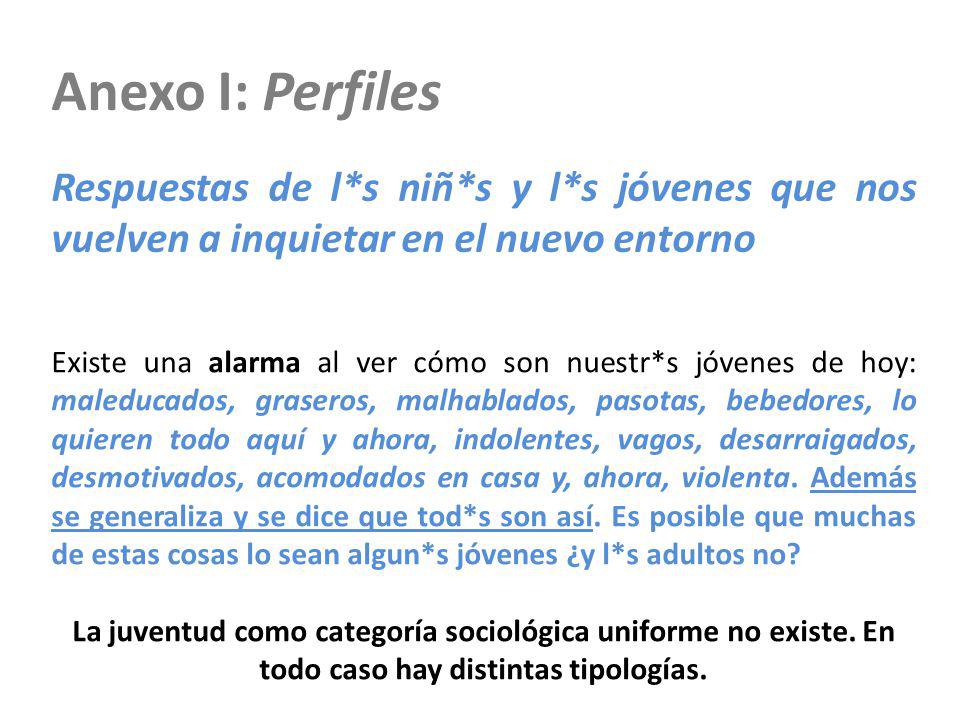 Anexo I: Perfiles Respuestas de l*s niñ*s y l*s jóvenes que nos vuelven a inquietar en el nuevo entorno.