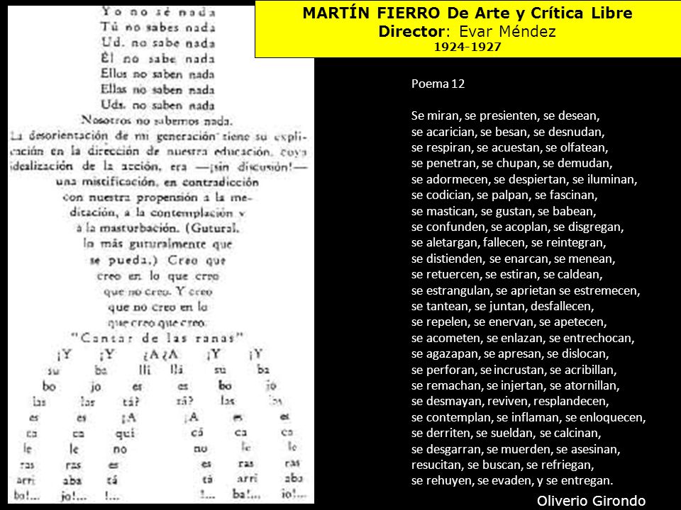 MARTÍN FIERRO De Arte y Crítica Libre Director: Evar Méndez