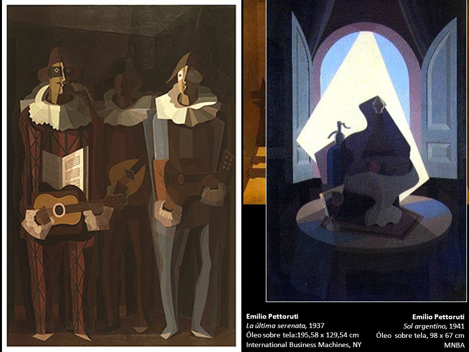 Pablo Picasso Tres músicos, Óleo y collage sobre tela 204 x 188 cm. MoMA. Emilio Pettoruti.