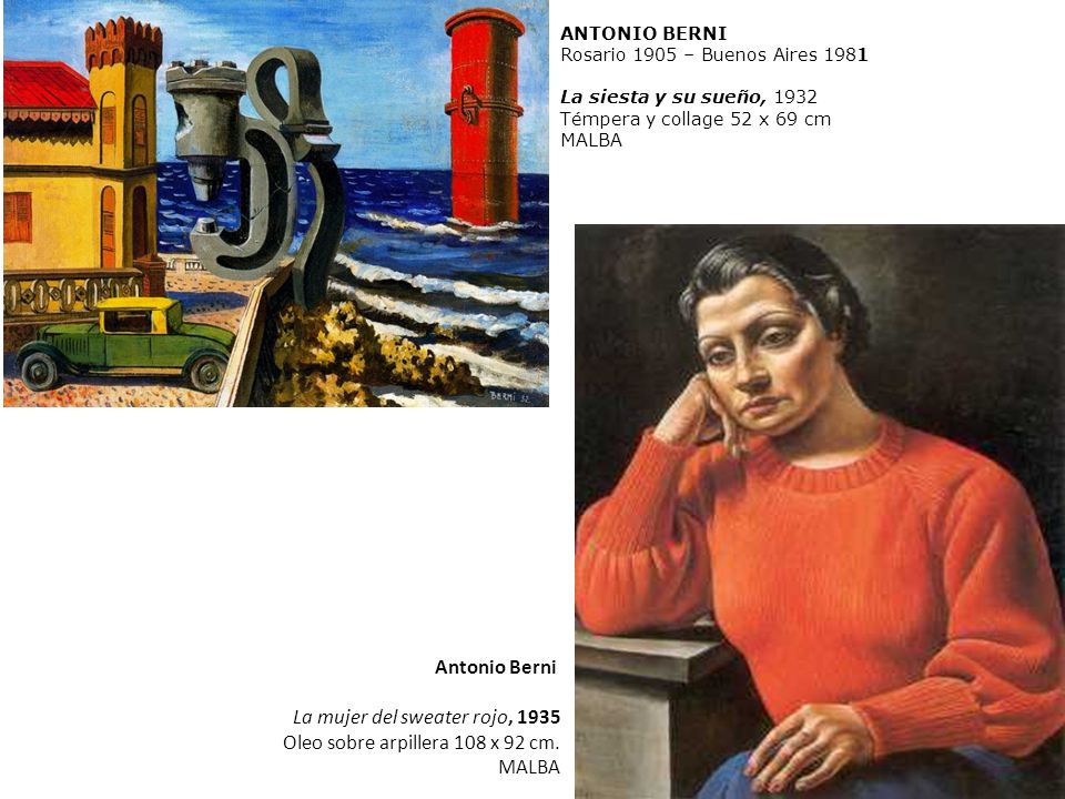 La mujer del sweater rojo, 1935 Oleo sobre arpillera 108 x 92 cm.
