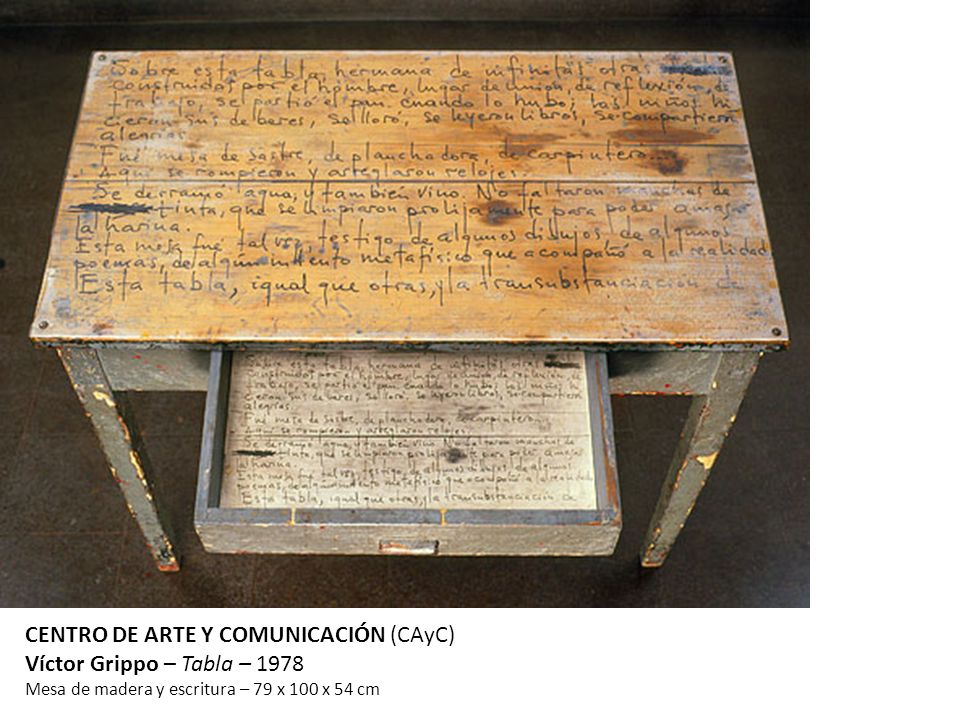 CENTRO DE ARTE Y COMUNICACIÓN (CAyC) Víctor Grippo – Tabla – 1978