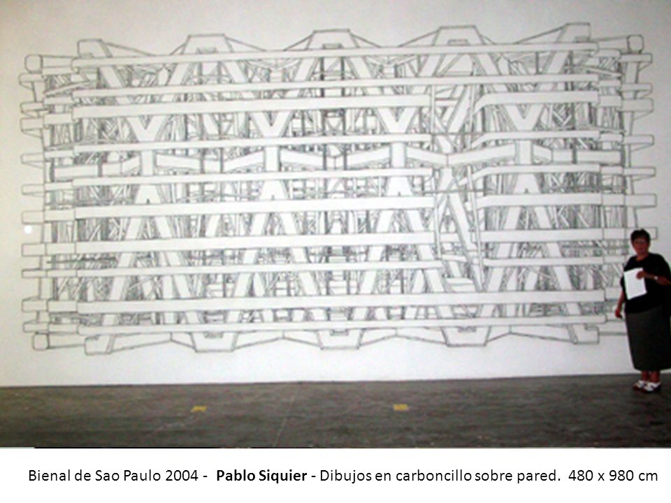 Bienal de Sao Paulo Pablo Siquier - Dibujos en carboncillo sobre pared. 480 x 980 cm